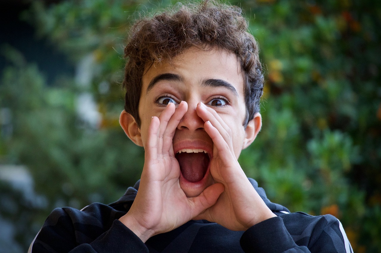 boy shouting